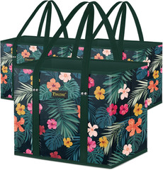 3Pk Reusable Grocery Bags, Foldable Shopping Bags for Groceries with Reinforced