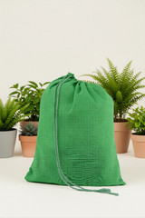 CharkaBags – 10 x 12 Inches Green Single Drawstring Reusable Washable Muslin Bag
