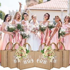 Sadnyy 10 Pieces Bridesmaid Gift Bags Bachelorette Tote Bags with Handles Lar…