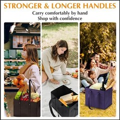 Reusable Kitchen Grocery Standing Up Bags Heavy Duty Folding Shopping Tote Bag W