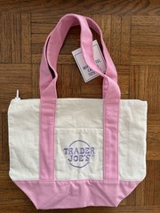 with Rainbow Zipper for closure – Trader Joe’s Mini Tote Pink 🌸