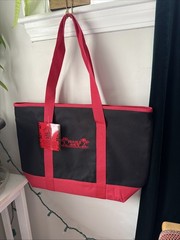 New Trader Joe’s Black Red Insulated XLarge Cooler Tote Reusable Shopping Bag
