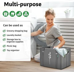 Bulldog Reusable Grocery Bags – Set of 3 Gray Totes
