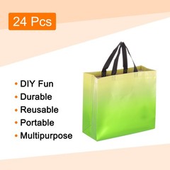 24Pcs Reusable Gift Bags with Handles 10.6 x 13 Inch Gradient Green