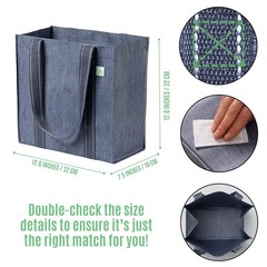 4 PCS Reusable Grocery Shopping Tote Bags Handle Hard Bottom Heavy Duty