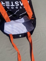 Outdoor Master Reusable Travel Shopping Tote Bag Snap Closure Black Orange Eco