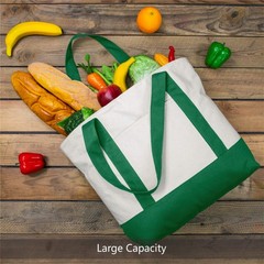 1-Pack Canvas Tote Bag with an External Pocket, Reusable Grocery Shopping Bag…