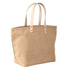 Weekender Reusable Shopping Leather Handle Jute Carry Bag Wedding Party Gift