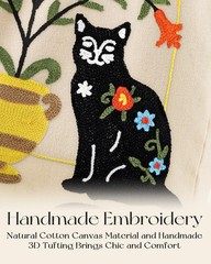 Embroidery Canvas Tote Bag for Women – Cute Aesthetic Reusable Totes with Poc…