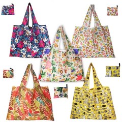 5 Pack Foldable Reusable Shopping Bags – 210D Nylon Waterproof Large Capacity…