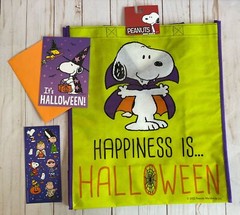 Peanuts Snoopy Vampire Happiness Halloween Reusable Tote Bag + Card + Stickers