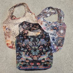Johnny Was Reusable Foldable Shopping Tote Bags Lot of 3 Floral Print NWOT