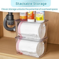 Vtopmart 2 Pack Trash Bag Holder, Stackable Garbage 2 Pack, Clear