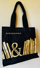 Barnes & Noble Black Gold Organic Cotton Canvas Tote Bag 15cm x 5in x 14in New