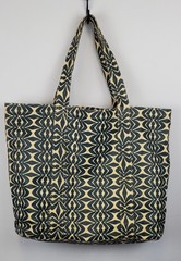 Old Navy Reusable Tote Bag Shopping Drk Blue Beige Geometric