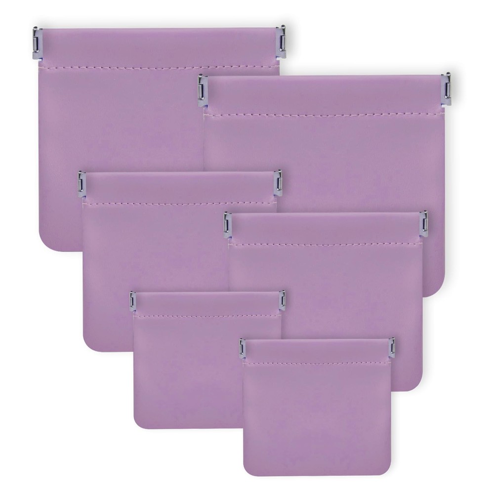 Bagentry 6 Pieces PU Leather Snap Closure Organizer 4.7″ x 4.7″, purple