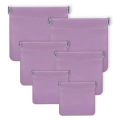 Bagentry 6 Pieces PU Leather Snap Closure Organizer 4.7″ x 4.7″, purple
