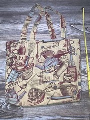 Trader Joe’s Reusable Canvas tote tan red brown baking theme Mint Made In USA