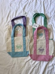 Trader Joe’s Mini Pastel Canvas Tote Bags Set of 4 (Pink, Lavender, Green, Blue)