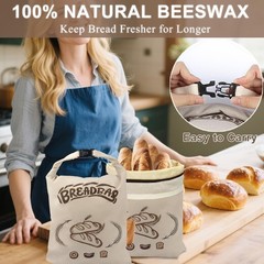 FONDFRAMORY Beeswax Bread Bags for Sourdough, 17 inches x 13 inches, Beige