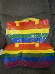 Lot Of 2 IKEA Storstomma Reusable 3 Gallon Tote Shopping Bag 27×27 cm Rainbow