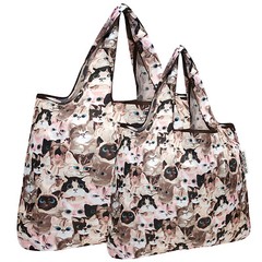 Wrapables Large & Small Foldable Tote Nylon Reusable Grocery Bags, Set of 2