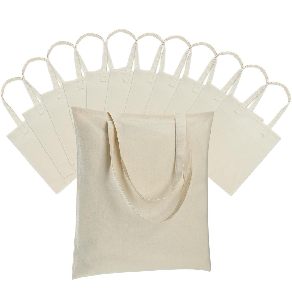 12 Pack Canvas Tote Bag – Lightweight Thin Tote Bags Bulk Blank Shopping Reus…