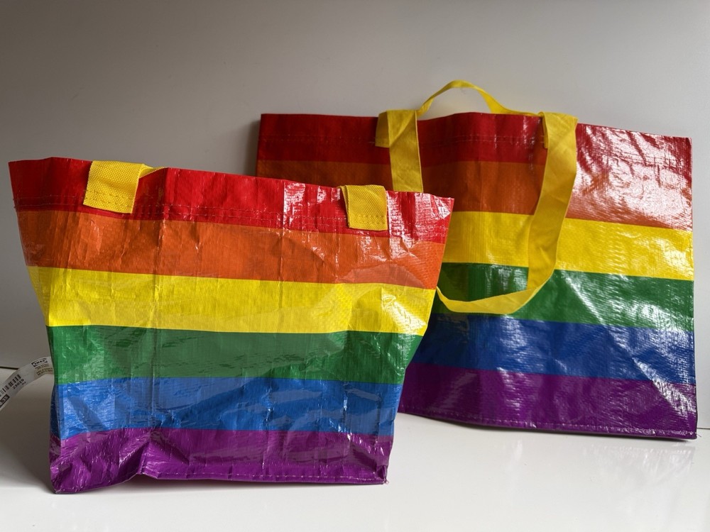 IKEA STORSTOMMA Rainbow Pride Bag Bundle Large & Small Reusable Tote LGBTQ NWT