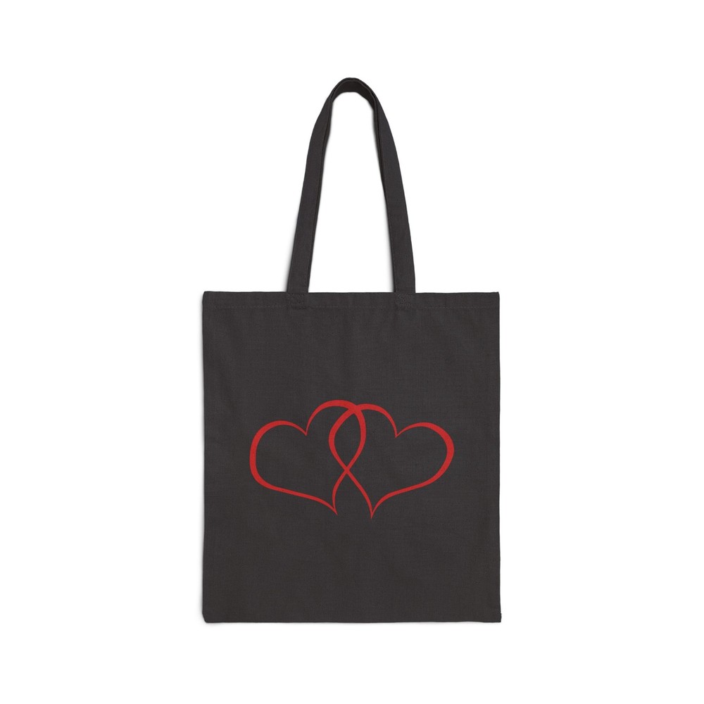 Two Red Hearts Cotton Canvas Tote Bag