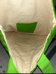 Patchwork Sailboat Foldable Cotton Shopping Bag Green Yellow White Inner Pocket