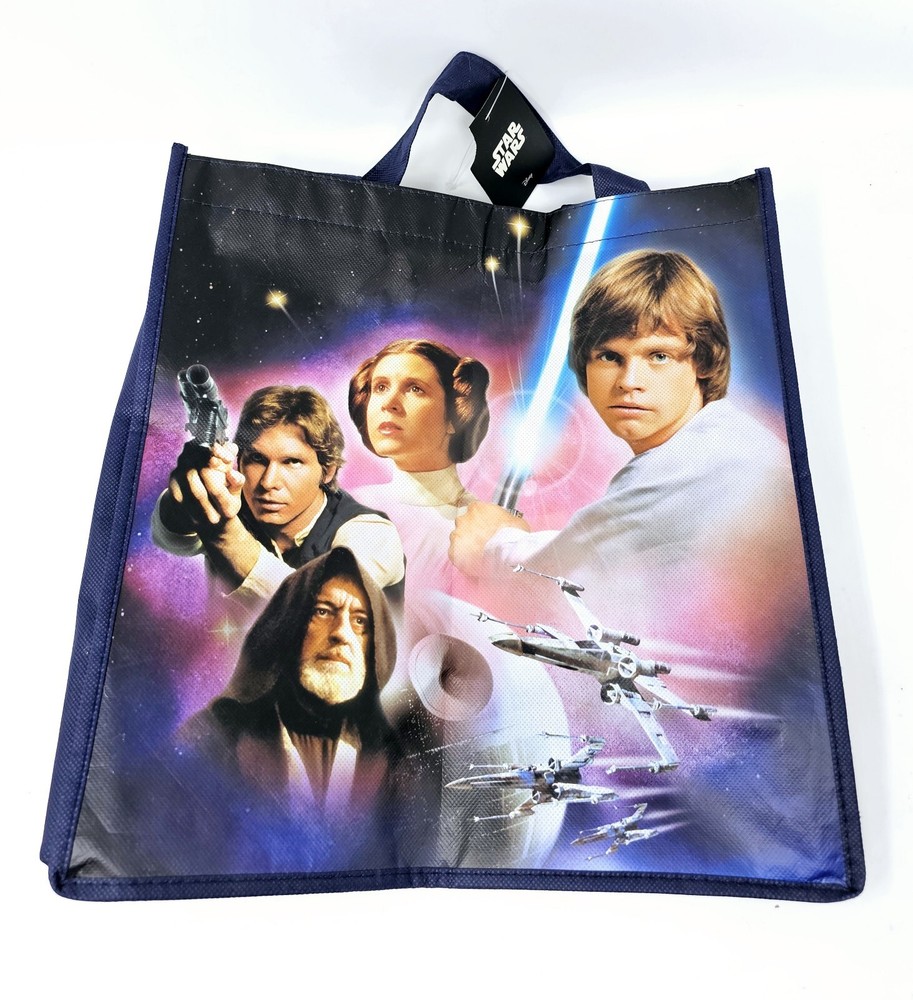 Star Wars Reusable Polypropylene Shopper Tote Bag New 13×13 Luke Obi-Wan Han NWT