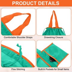 1Pcs 21″ x 16″ Washable Shopping Totes Fit in Pocket (Blue)
