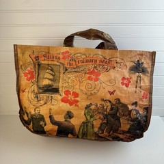 Trader Joe’s Sailing the Culinary Seas Reusable Grocery Tote Bag Brown Yellow