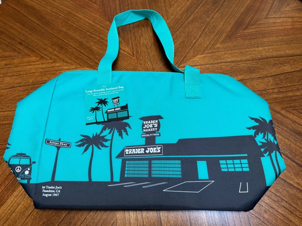 Trader Joes Large Reusable Insulated Bag Teal Green 8 Gallon