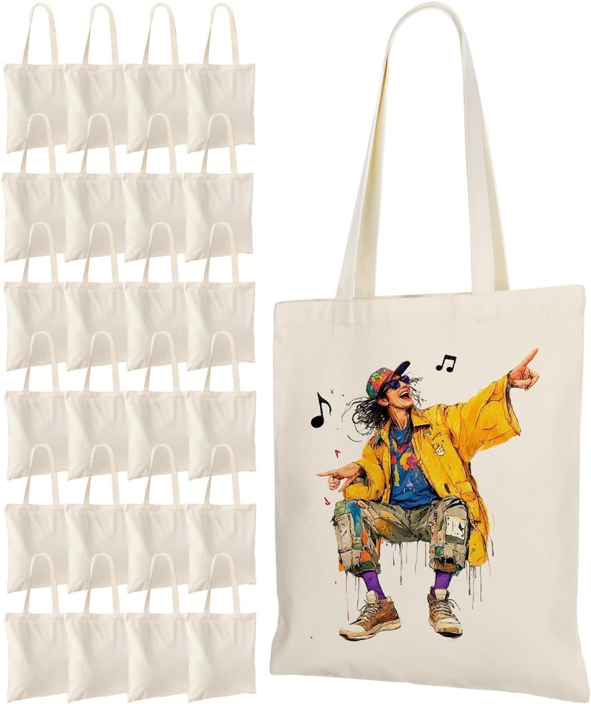 Lzerking 24 Pack Canvas Tote Bags for Sublimation, Painting, HTV – 10Oz Non-Shri