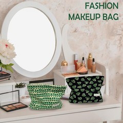 kumet Large Capacity Makeup Bag Zipper Cosmetic Pouch for Purse, Travel Heart