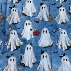 TJ Maxx Halloween GHOSTS 👻🕷️Blue Black Reusable Tote Shopping Bag NEW