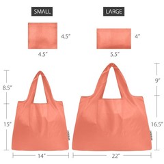 2 PCS Large Small Foldable Nylon Reusable Grocery Tote Bags Set Shopping