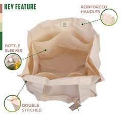 Organic Cotton Grocery Bags with Bottle Sleeve – Set of 1 Foldable & Washable…