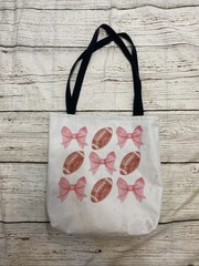 Bows Football Tote Bag Reusable Linen Sack Shopping Books Beach Preppy