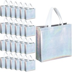 60 PCS Reusable Gift Tote Bags Grocery Shopping Bag For Wedding In Silver