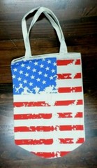Cotton Canvas Tote Bag w/America flag Print – 20″L x 14″W – NEW