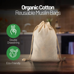 24 Pack Organic Cotton Muslin Bags | 4X6″ | Reusable Small Cloth Bag