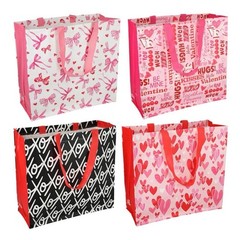 Ombre Reusable Foldable Shopping Bags Set of 4 Multicolor Valentine Hearts