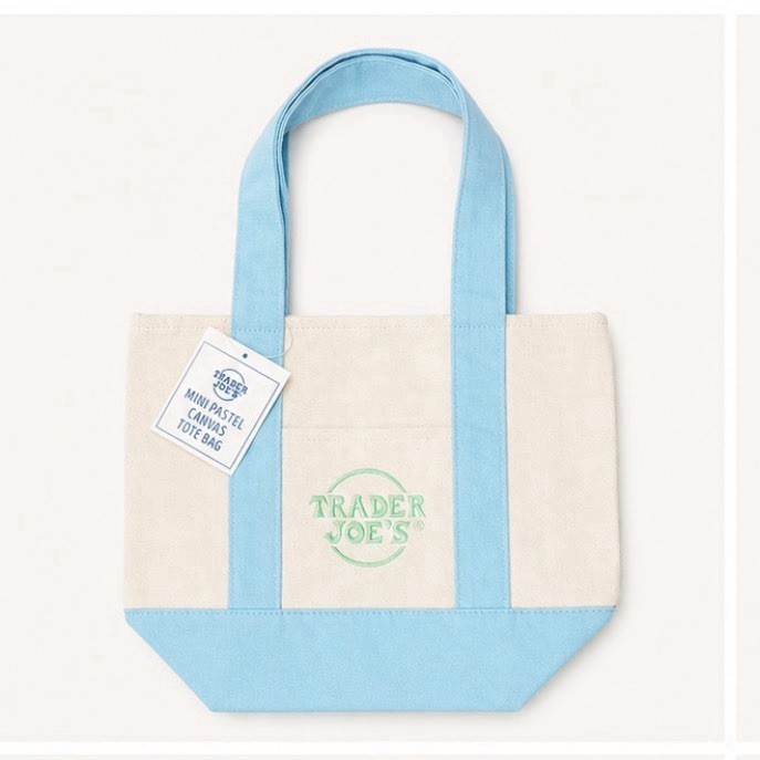 Trader Joe’s Mini Pastel Canvas Tote Bag Multicolor 13x10x6 in, 17 in H