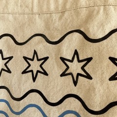 Chicago Canvas Tote Bag Reusable Eco-Friendly Beige Chicago Flag Shopping Bag