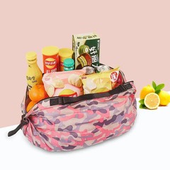 Reusable Foldable Shopping Bag Pink Waterproof Oxford Cloth Travel Beach Bag