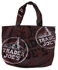 Retired Trader Joe’s Cloth Bag Burgundy Cheese And Bread Tote Made In USA