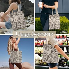 Boho Tote Bag, Minimalist Boho Woman Line Art Canvas Tote Bags for Women, Aes…