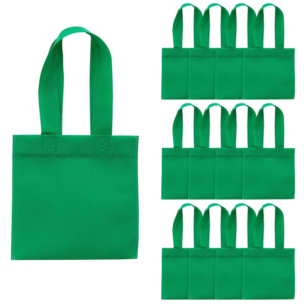 Fun Express Mini Bright Green Nonwoven Polyester Tote Bags – 6″ x 6″, 12 Pieces